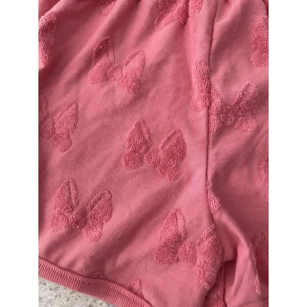 Disney Minnie Mouse Pink Embossed Bow Terry‎ Cloth Shorts Toddler Girl Size 4T